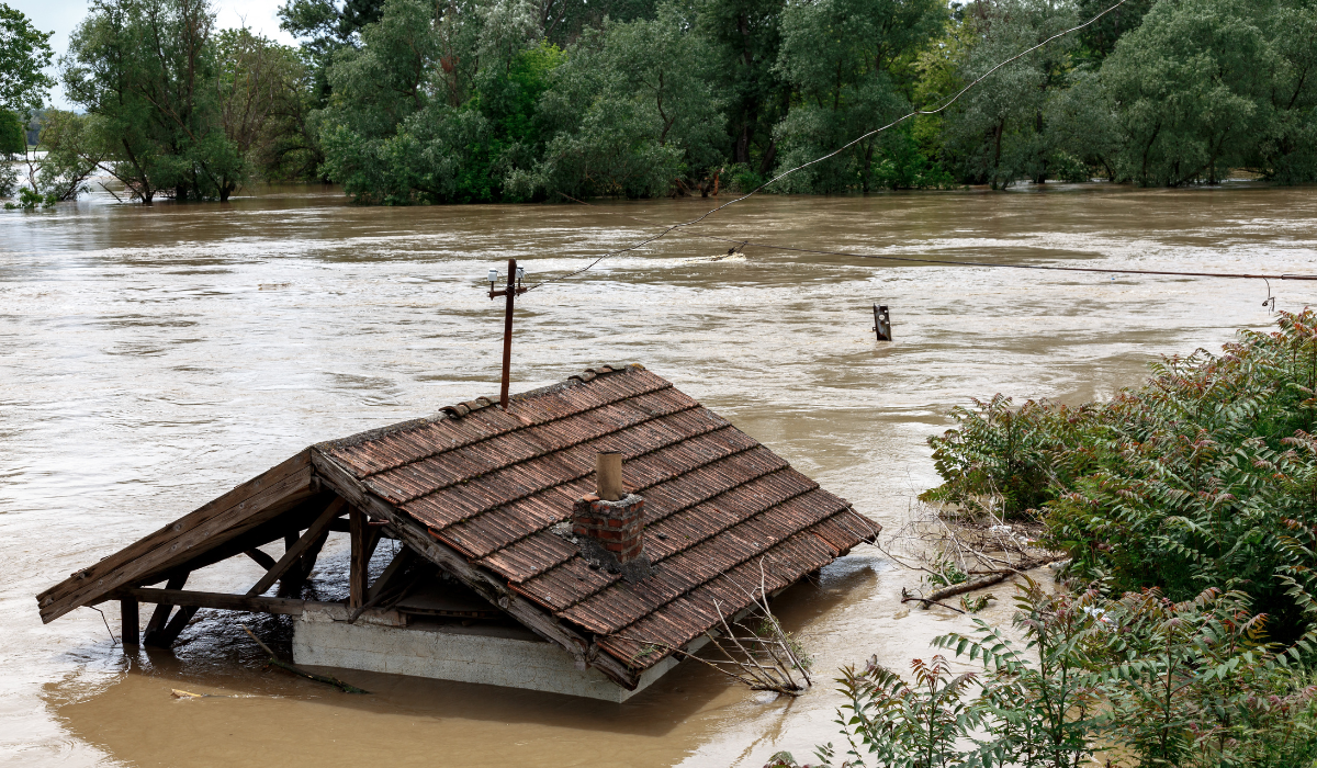 House caught in flood. Texas Hill Country Flood.