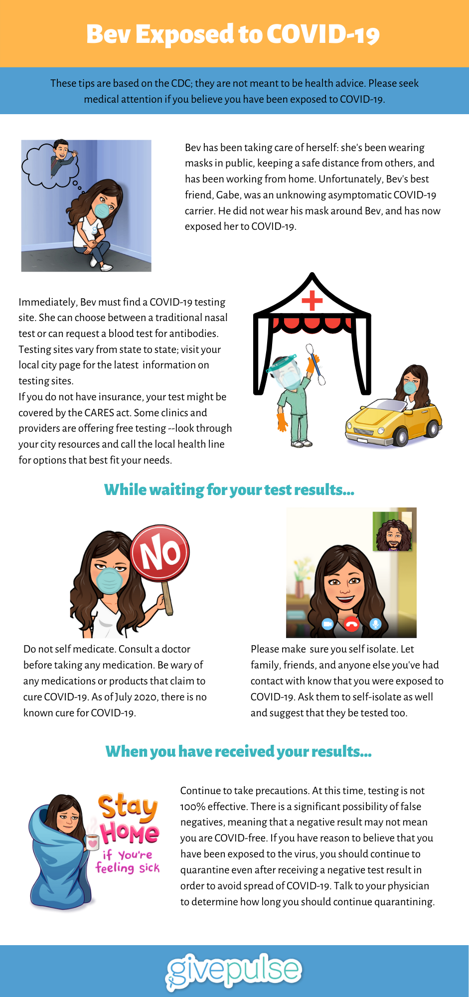 Infographic on what to do if exposed to COVID-19