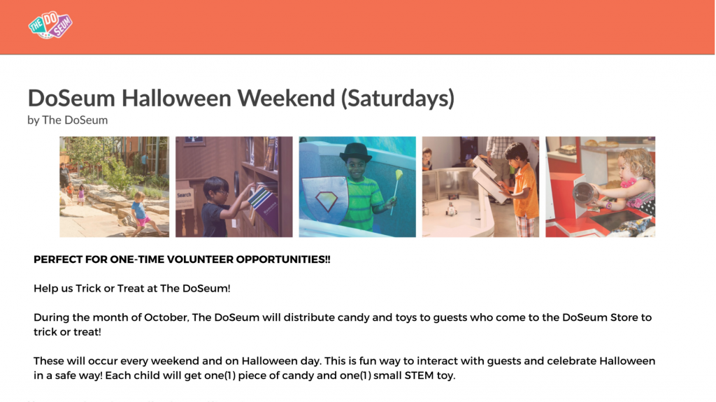 DoSeum Halloween Weekend event on GivePulse