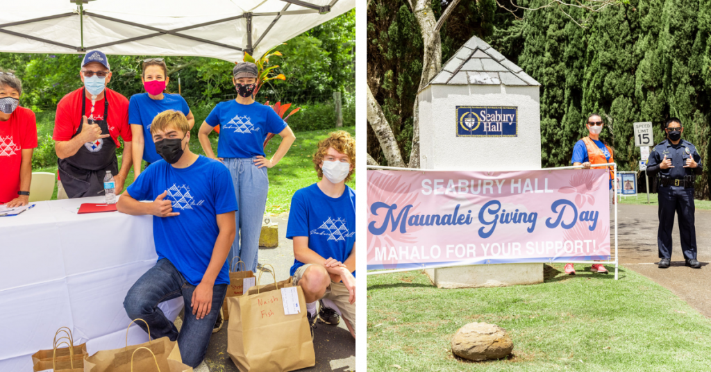 Seabury Hall volunteers welcome visitors to Maunalei Giving Day