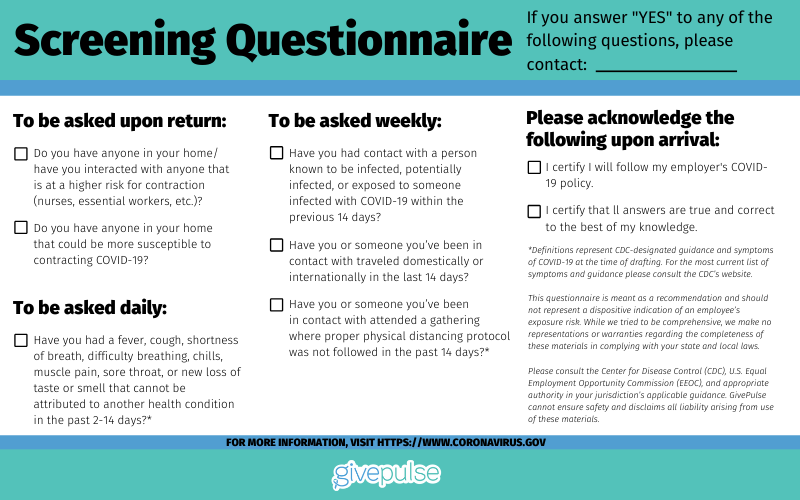 Screening questionnaire 