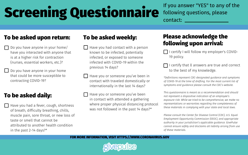 Screening questionnaire