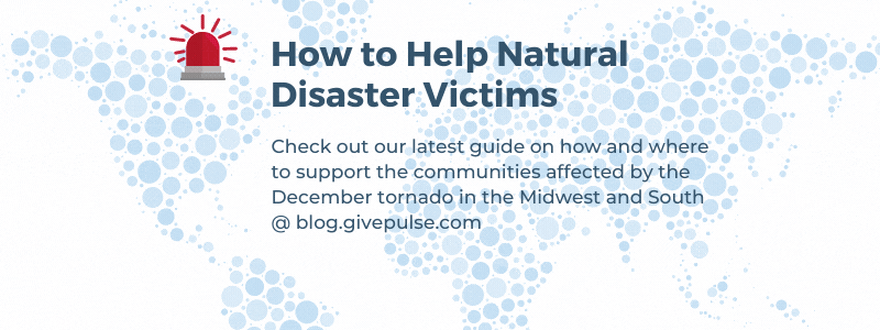 Image of map encouraging people to donate to natural disaster organizations and victims.