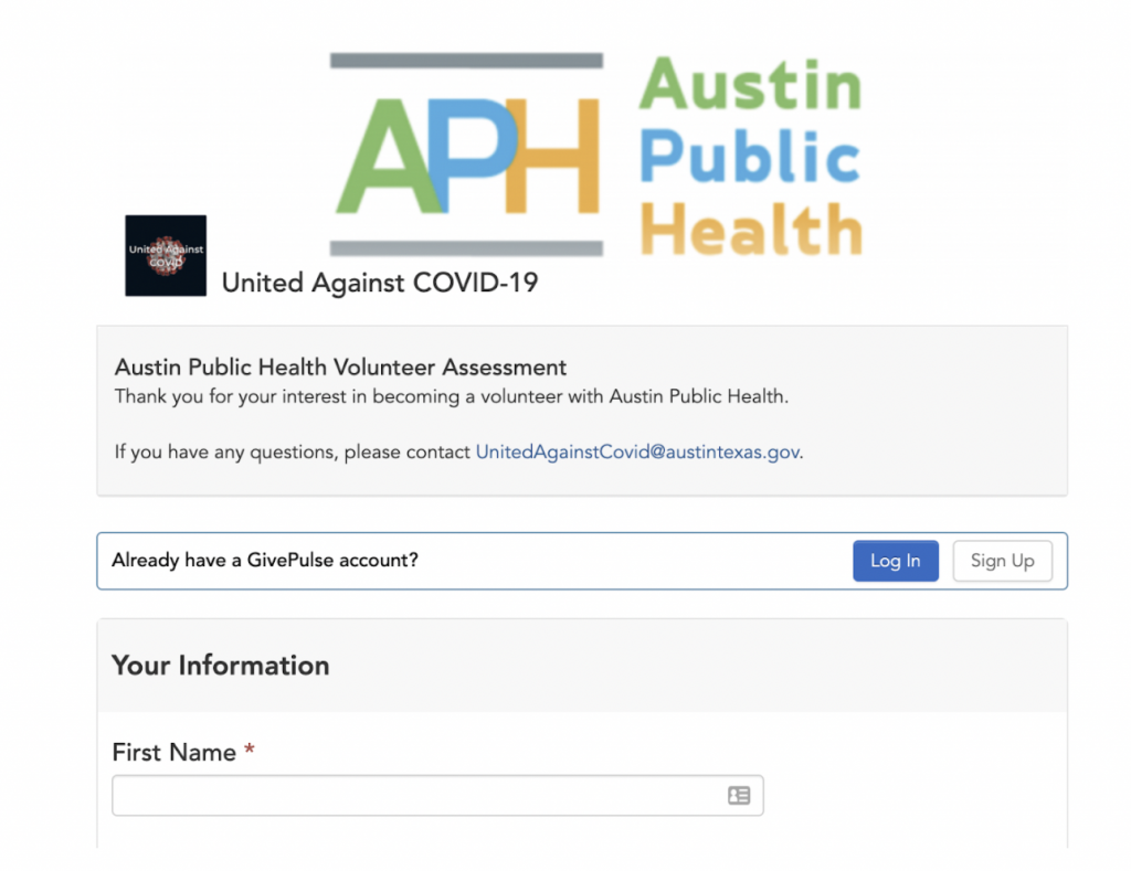 Austin Public Health volunteer assessment to join vaccine distribution efforts