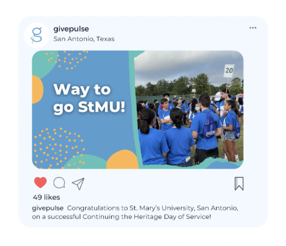 Screenshot of a GivePulse Instagram post