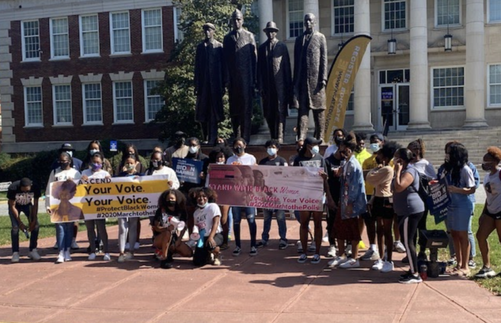 Black Girls Vote members advocating for voting rights on campus