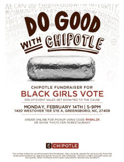 Black Girls Vote Chipotle fundraising flyer