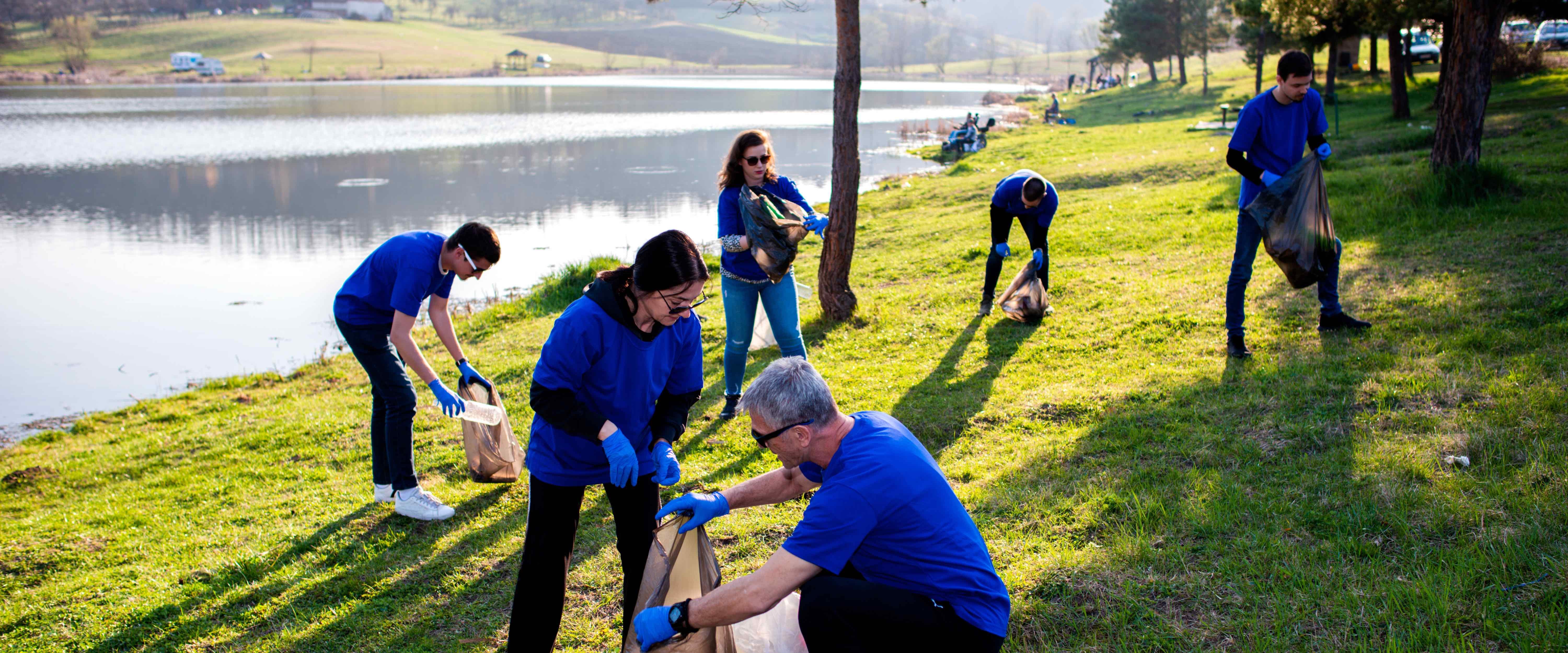 Volunteers cleaning up their local community during National Volunteer Week