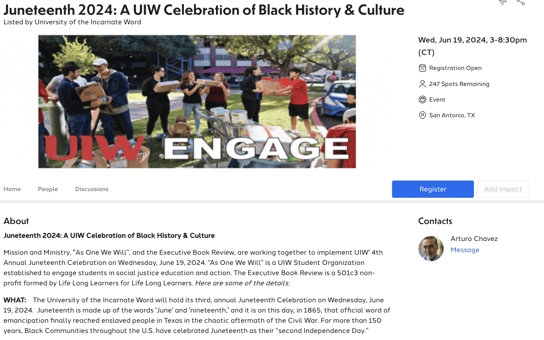 Screenshot from the "Juneteenth 2024: A UIW Celebration of Black History and Culture"