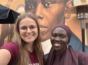 Selfie of Quinn (left) and Ndeye (right) at the University of Dayton