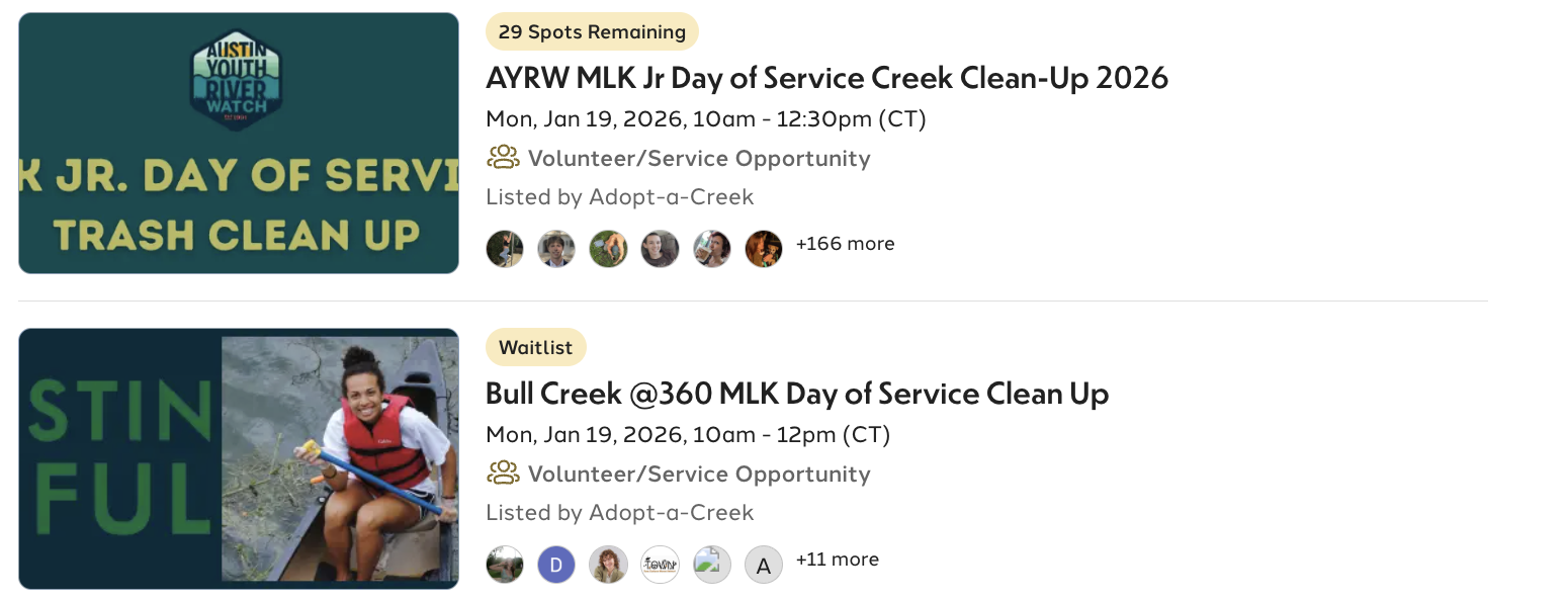 Keep Austin Beautiful MLK Day of Service events on GivePulse
