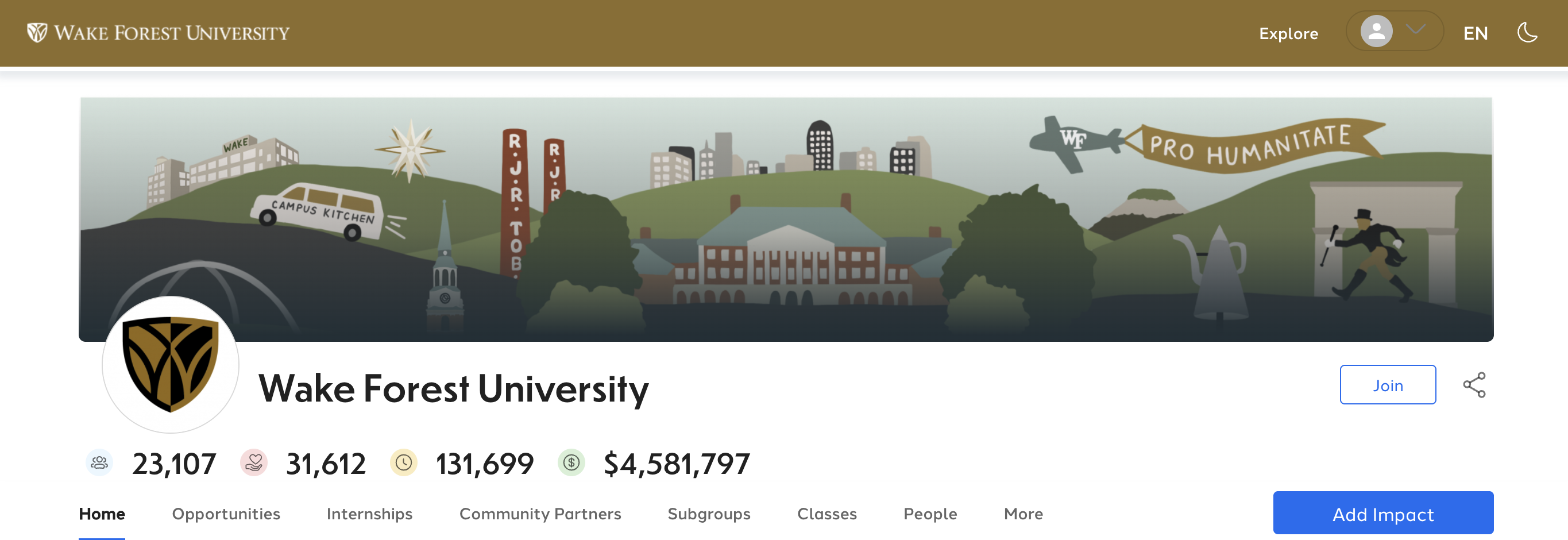Wake Forest University GivePulse Group Page