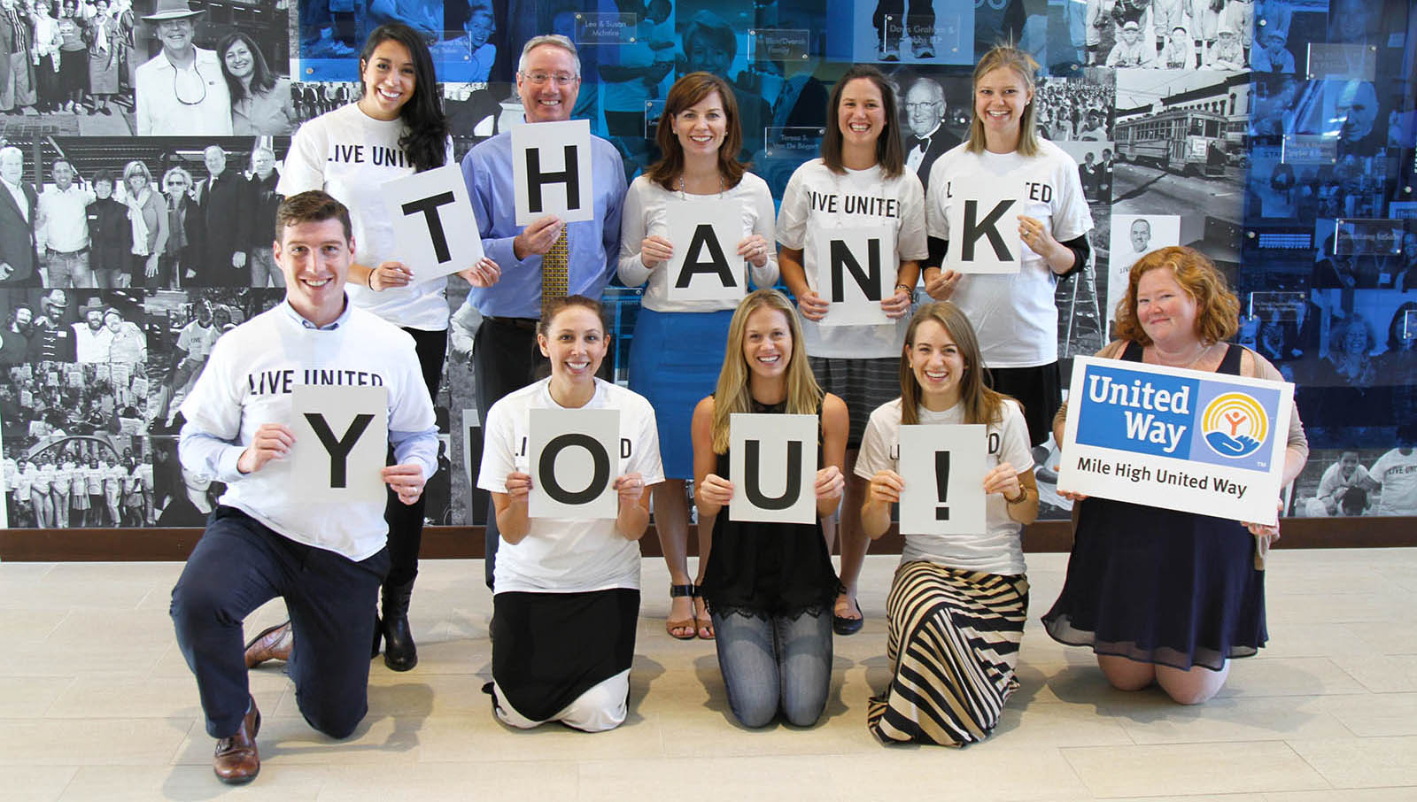 United Way and Volunteer Center staff come together for a group photo to encourage volunteerism in their community.