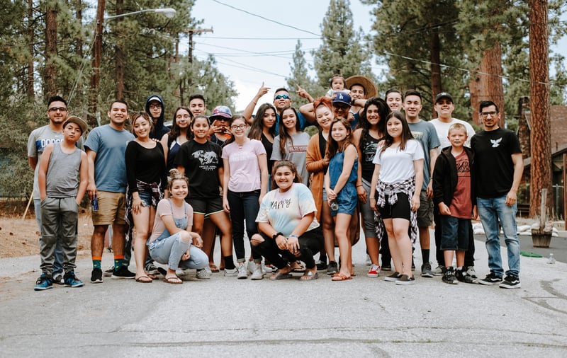 Group picture of students after volunteering in the community