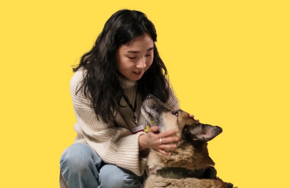 Volunteer with her dog 