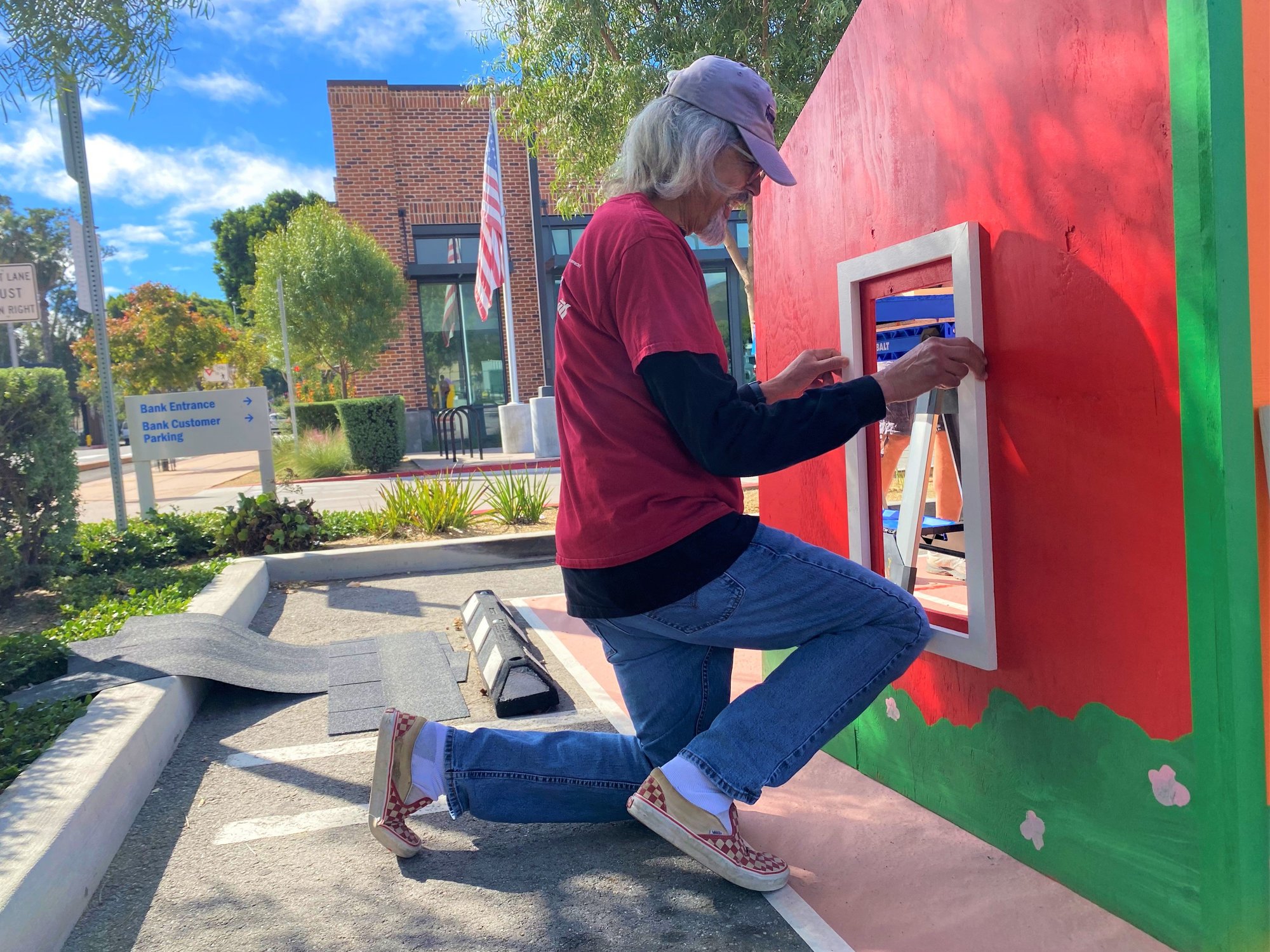 City volunteer working on a local building