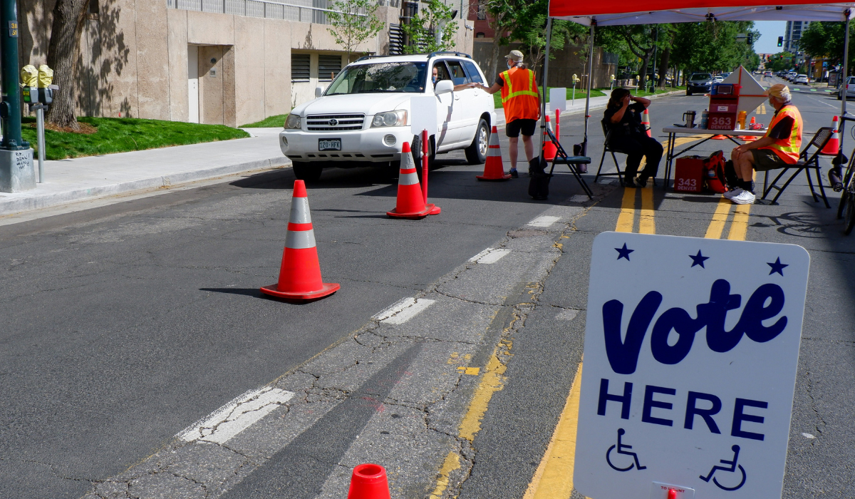 Outdoor voting encouraging all to participate in the democratic process