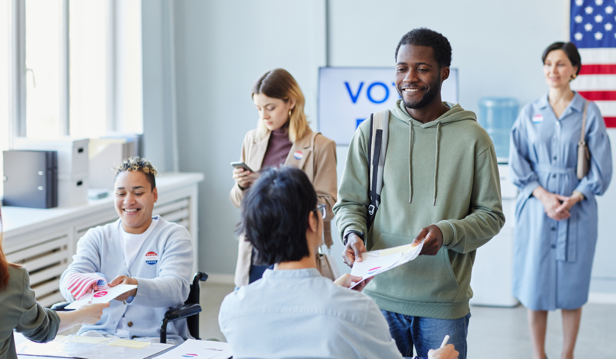 Student casting their ballot