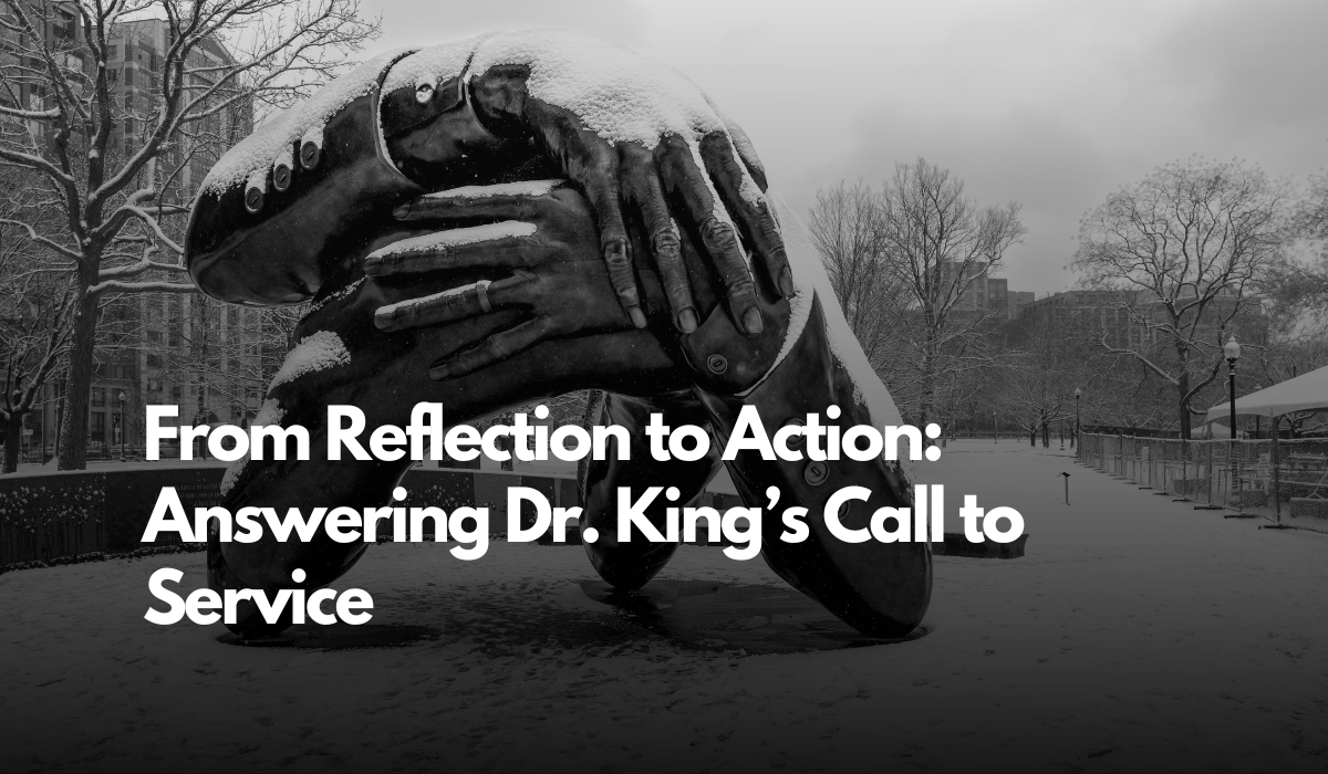 MLK Embrace memorial reading From Reflection to Action: Answering Dr. King’s Call to Service