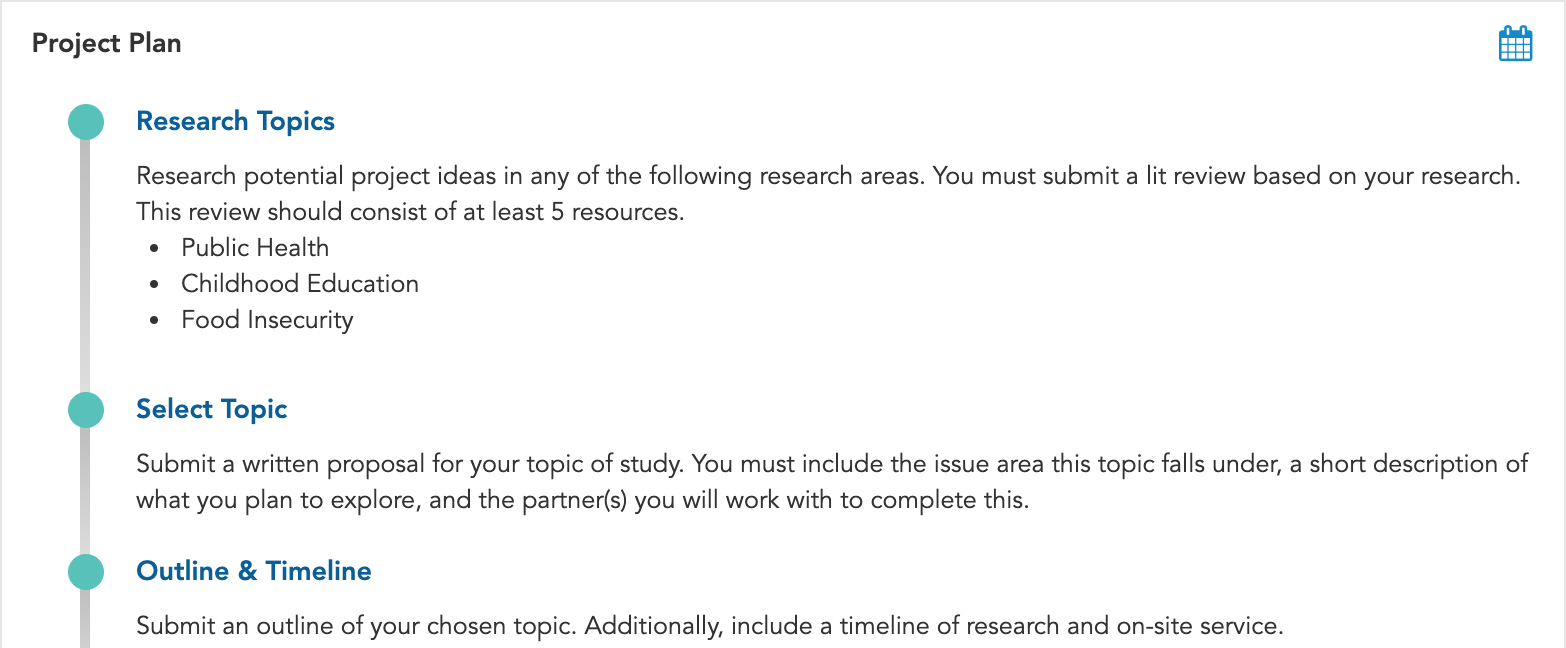 Project plan with milestones for a research project