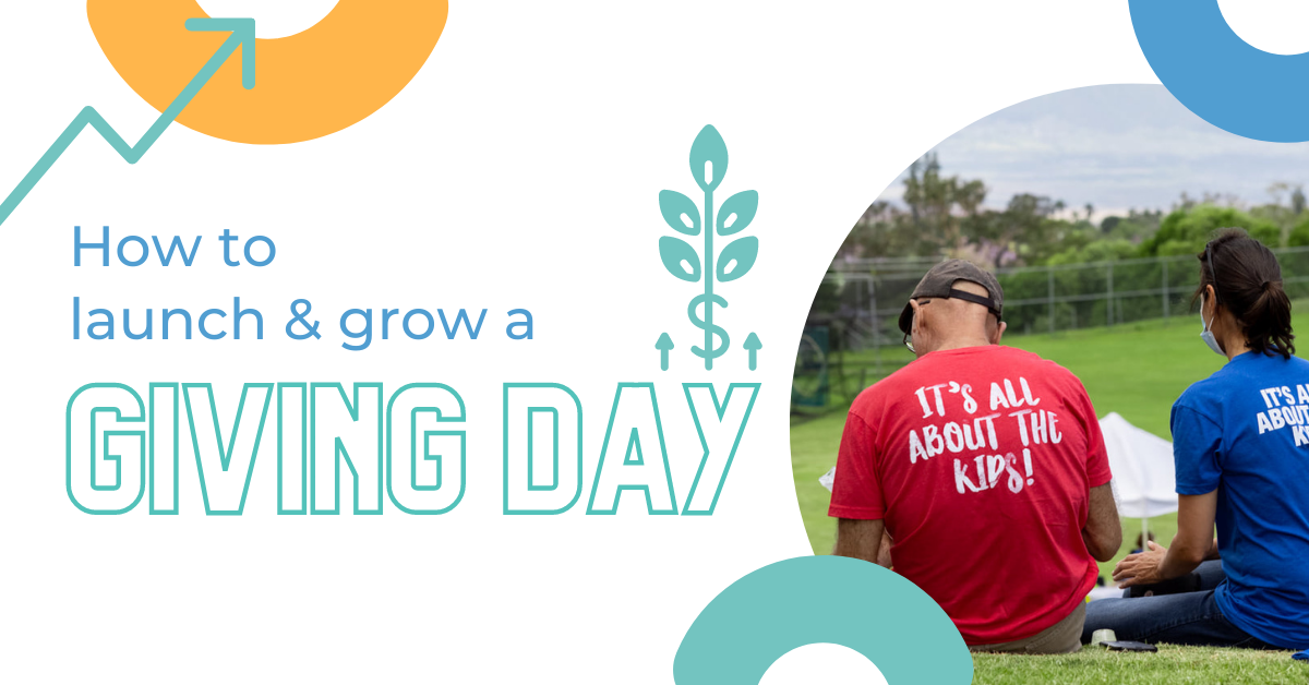How to Launch and Grow a Giving Day with images of volunteers at a local event