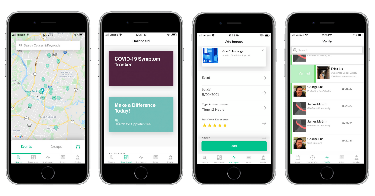 GivePulse Mobile App update screenshots