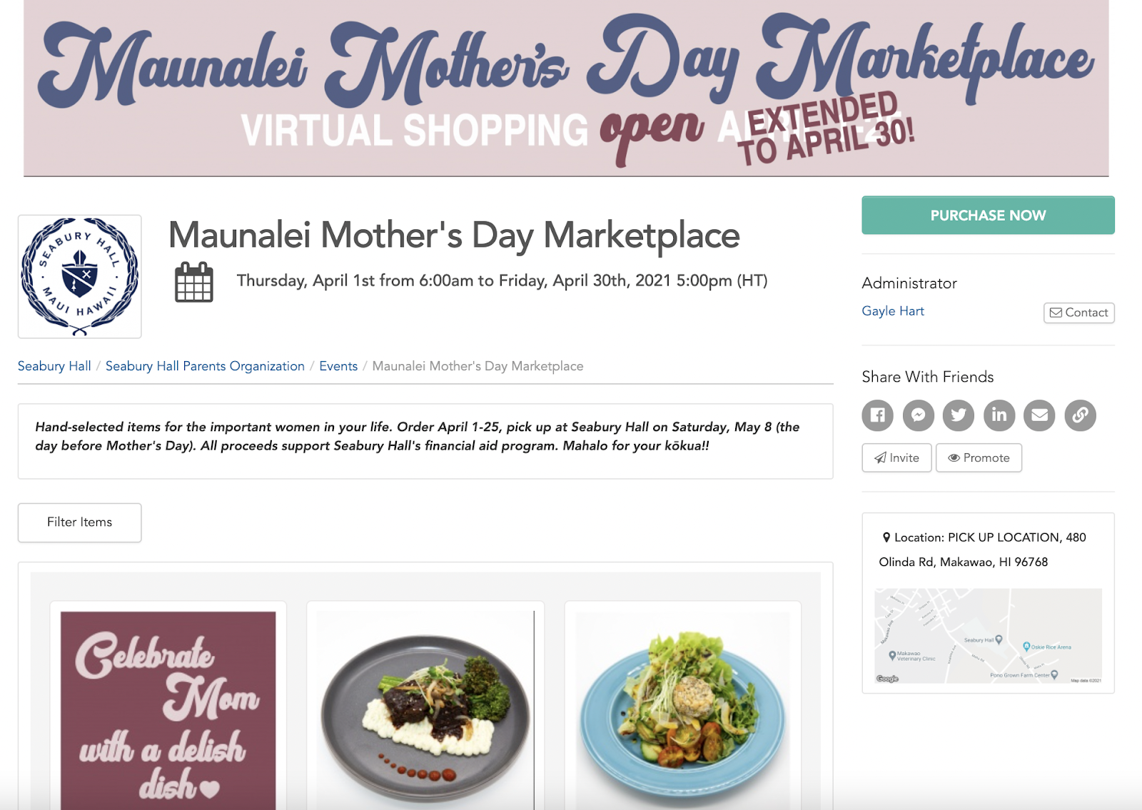 Maunalei Mother's Day Marketplace to support Seabury Hall's financial aid program