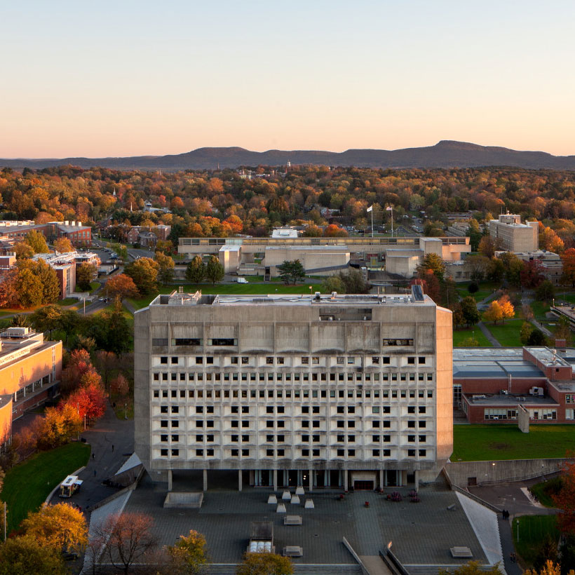 Birds eye view of a conference building